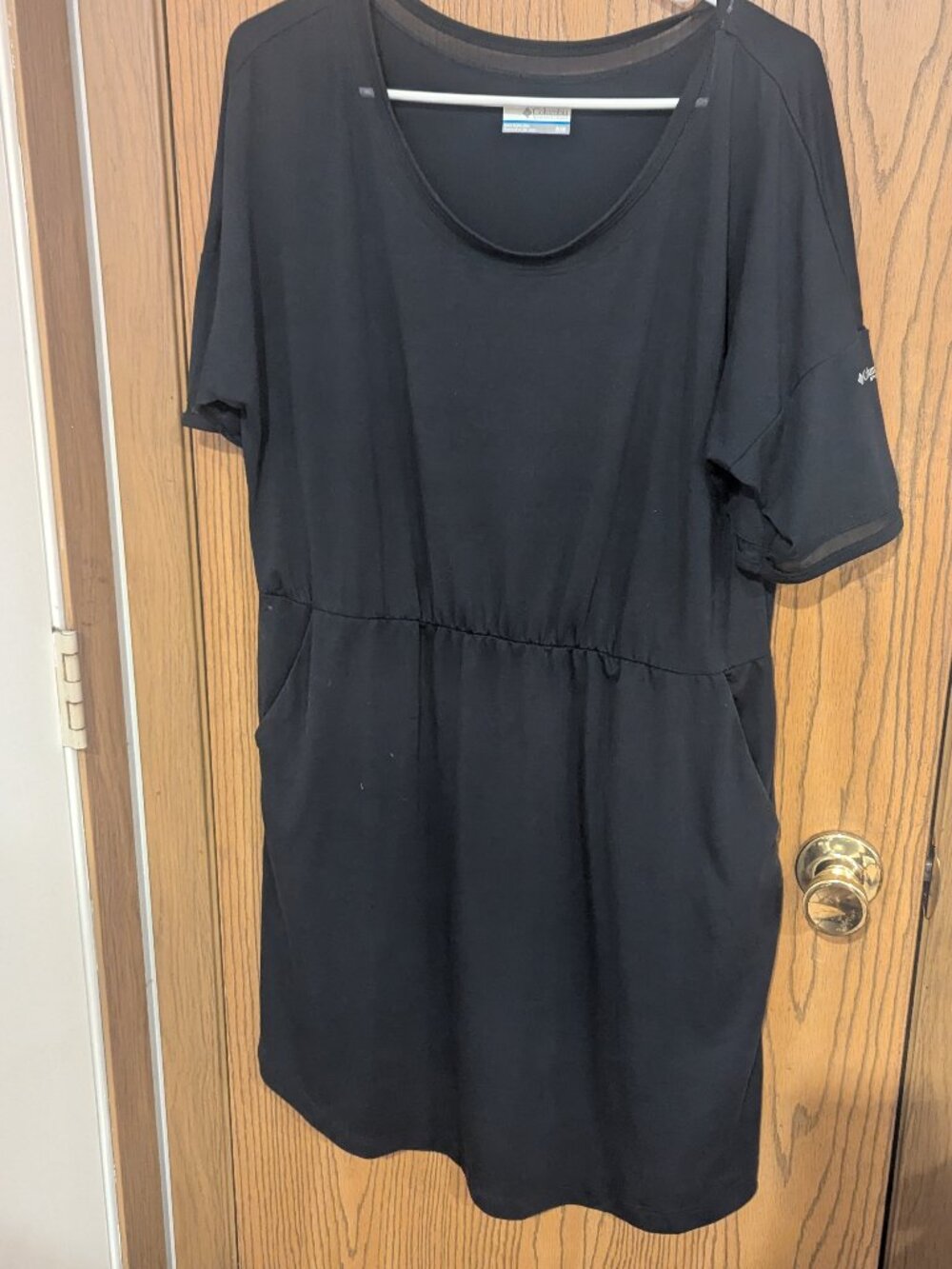 Columbia PFG Short Sleeve Dress w/ Pockets Black Sun Protection Fish Boating-M